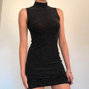 Y2K Black Sparkly Bodycon Dress